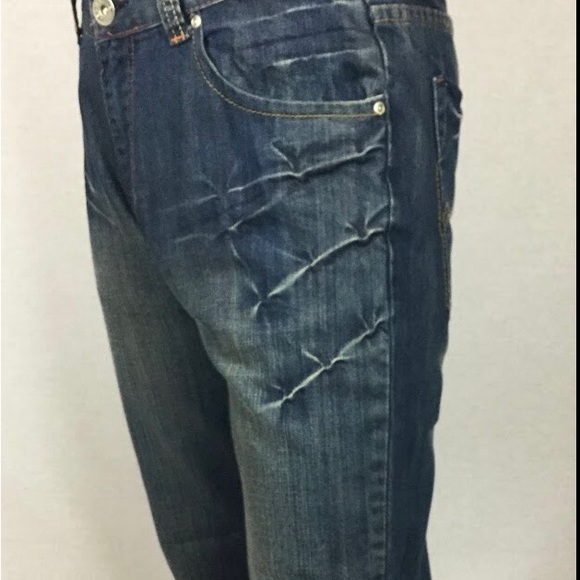 Rare Navy blue Men’s Jeans Beverly Hills Brand stone wash relaxed fit boot cut - Picture 3 of 12